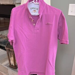 Orvis Men's pinkish/purpleish Polo Shirt. Glasses holder. 4 colors in closet!